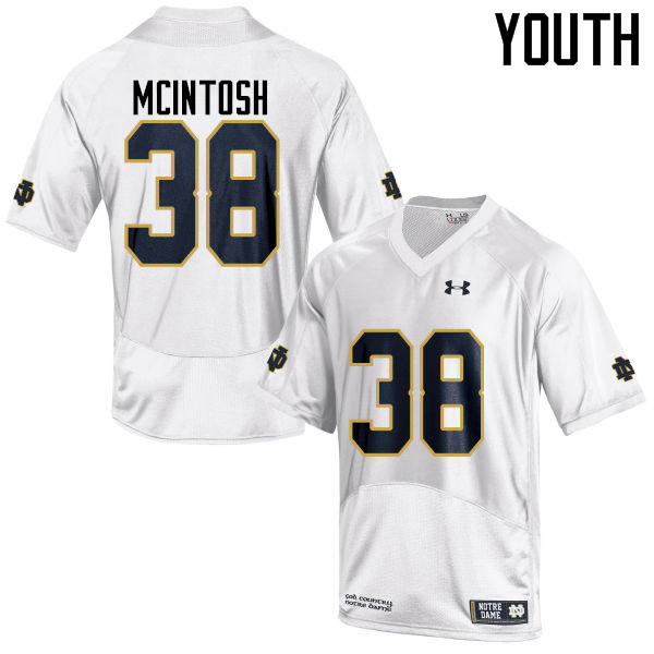 Youth NCAA Notre Dame Fighting Irish #38 Deon McIntosh Stitched College Under Armour Authentic White Football Jersey FI10W00CC